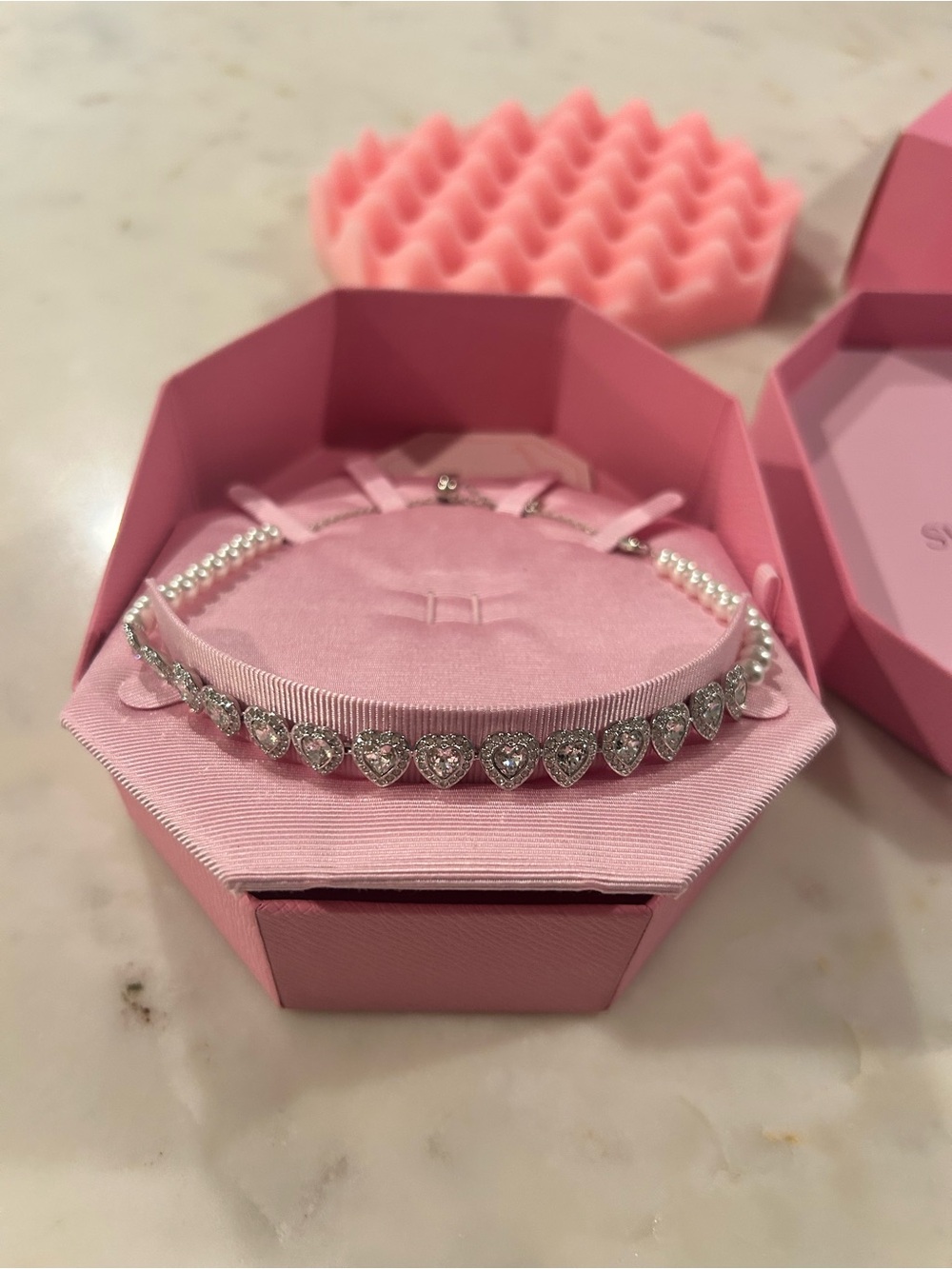 Ariana Grande x Swarovski crystal heart halo tennis choker necklace NIB